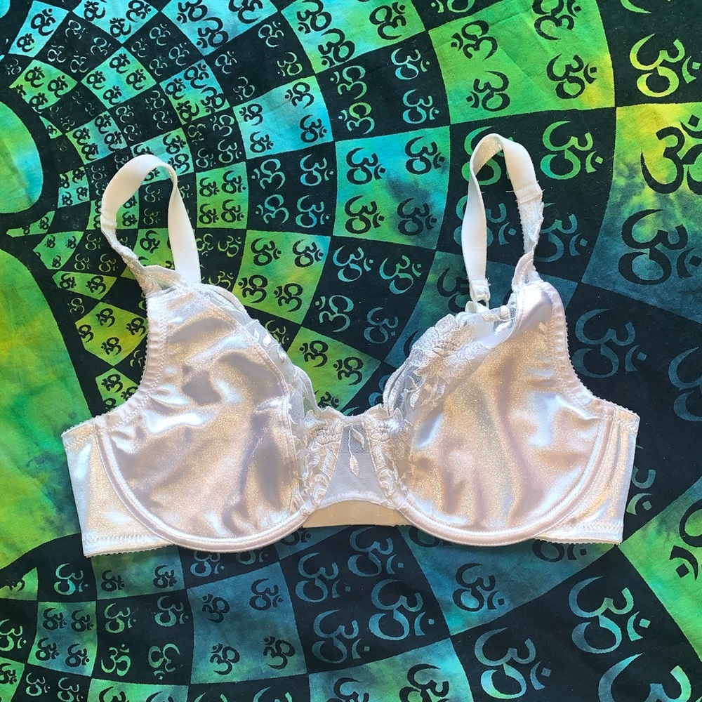 vintage white lace silk bra